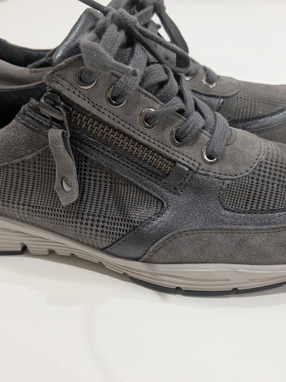Mephisto Runoff Air-Jet Gray Suede Mesh Walking Sneakers Womens US 8 Zip